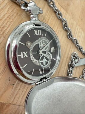Relic mens vintage style silver tone pocket watch NEW BATTERY